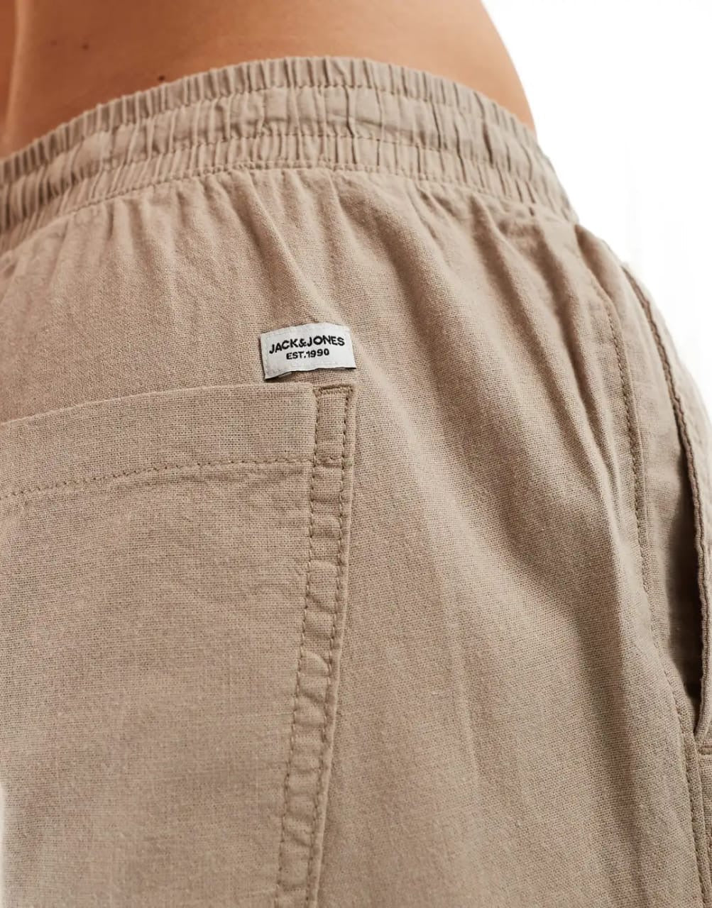 Jack & Jones Loose Fit Linen Mix Trouser in Beige