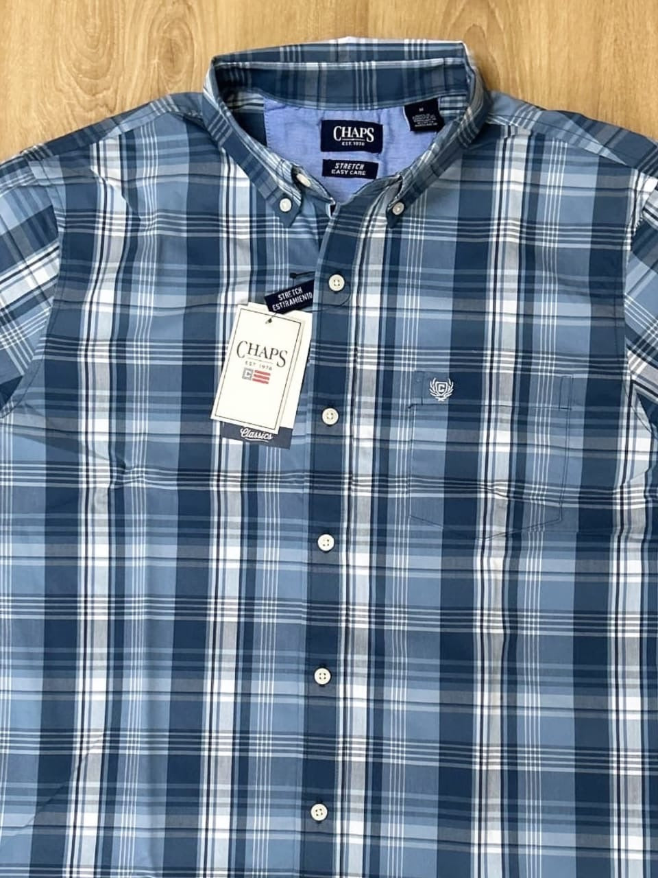 Chaps Regular Fit Cotton Shirt in Blue