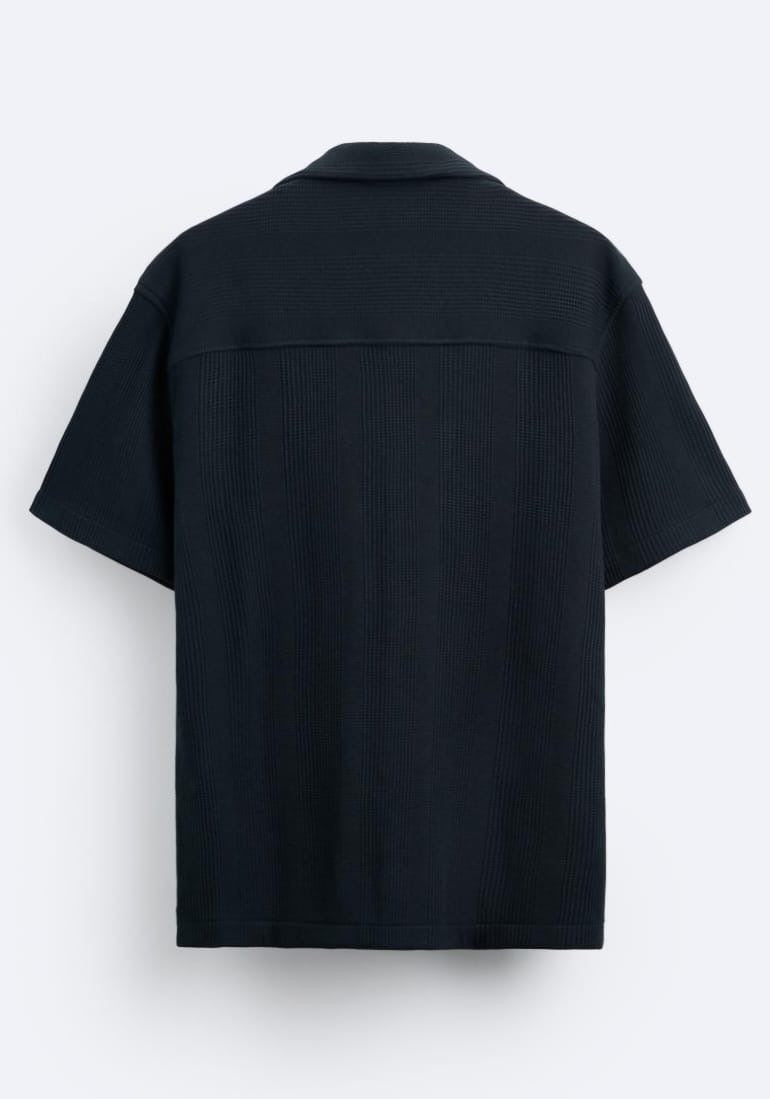 Zara Textured Shirt in Navy