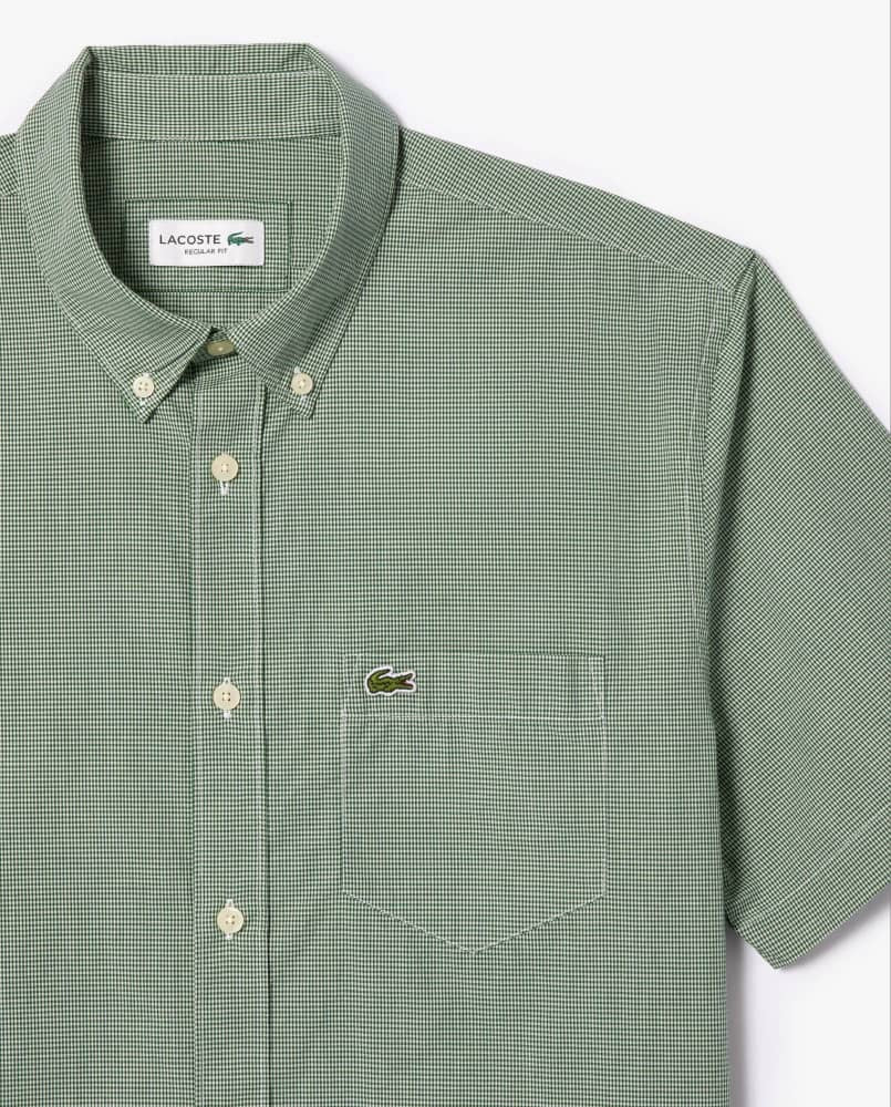 Lacoste Short Sleeved Regular Fit Gingham Print Shirt