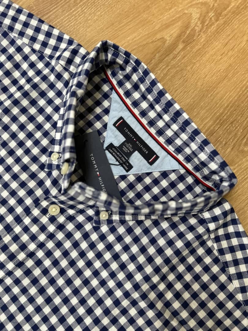 Tommy Hilfiger Regular FitOxford Cotton Check Shirt in Navy