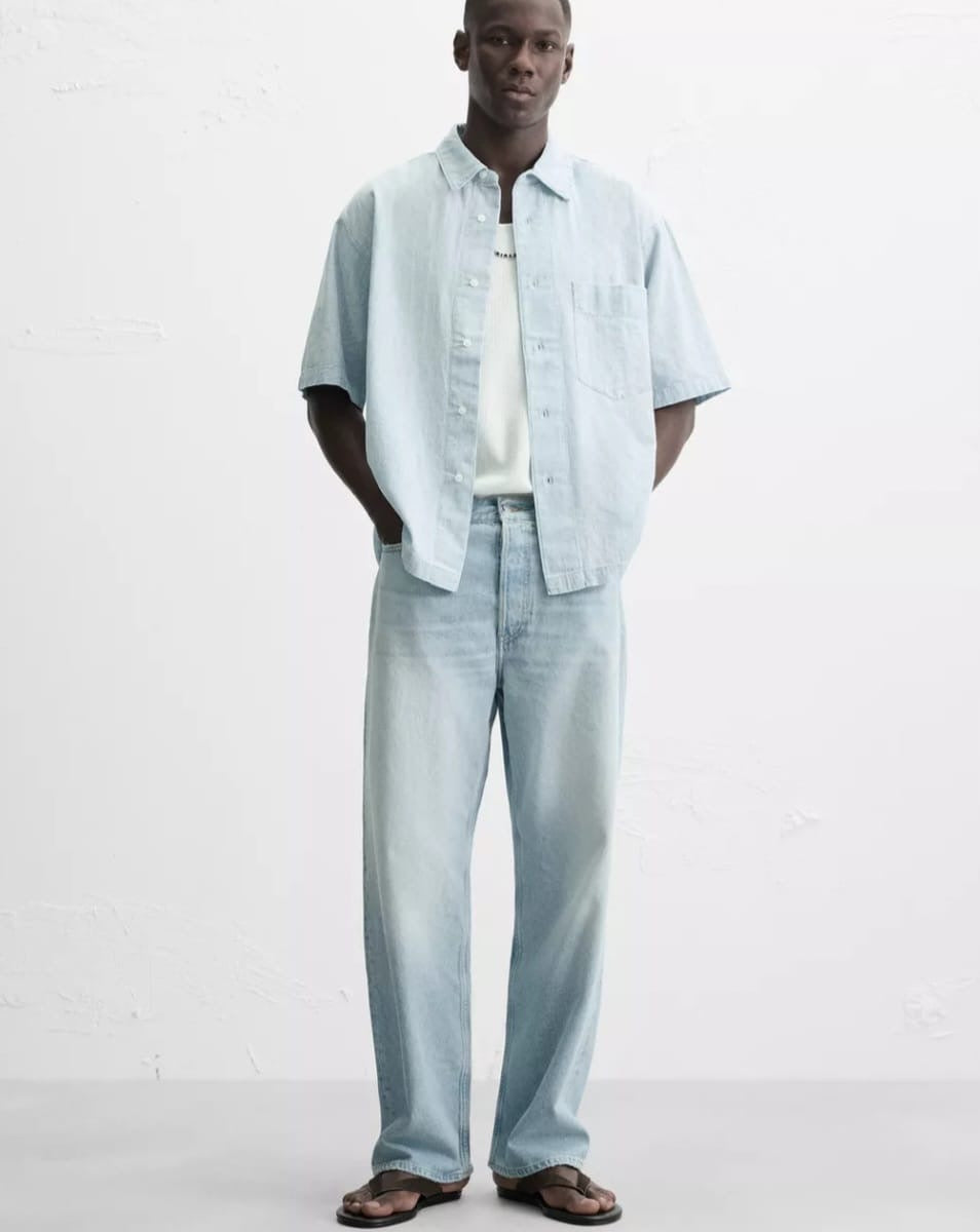 Zara Contrast Denim Shirt