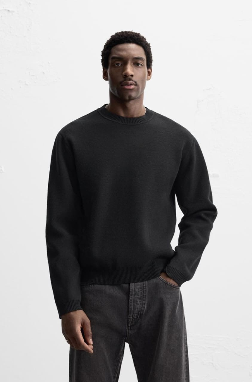 Zara Textured Sweater in Black