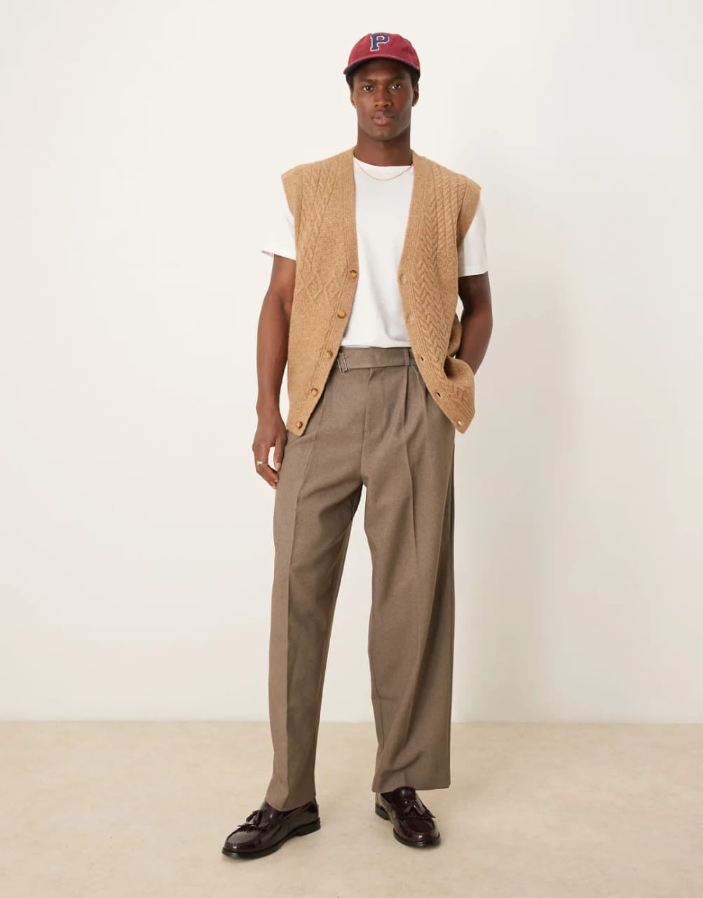 Asos Cable Knitted Sweater in Beige