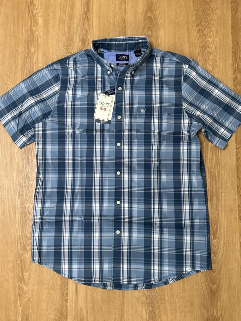 Chaps Regular Fit Cotton Shirt in Blue