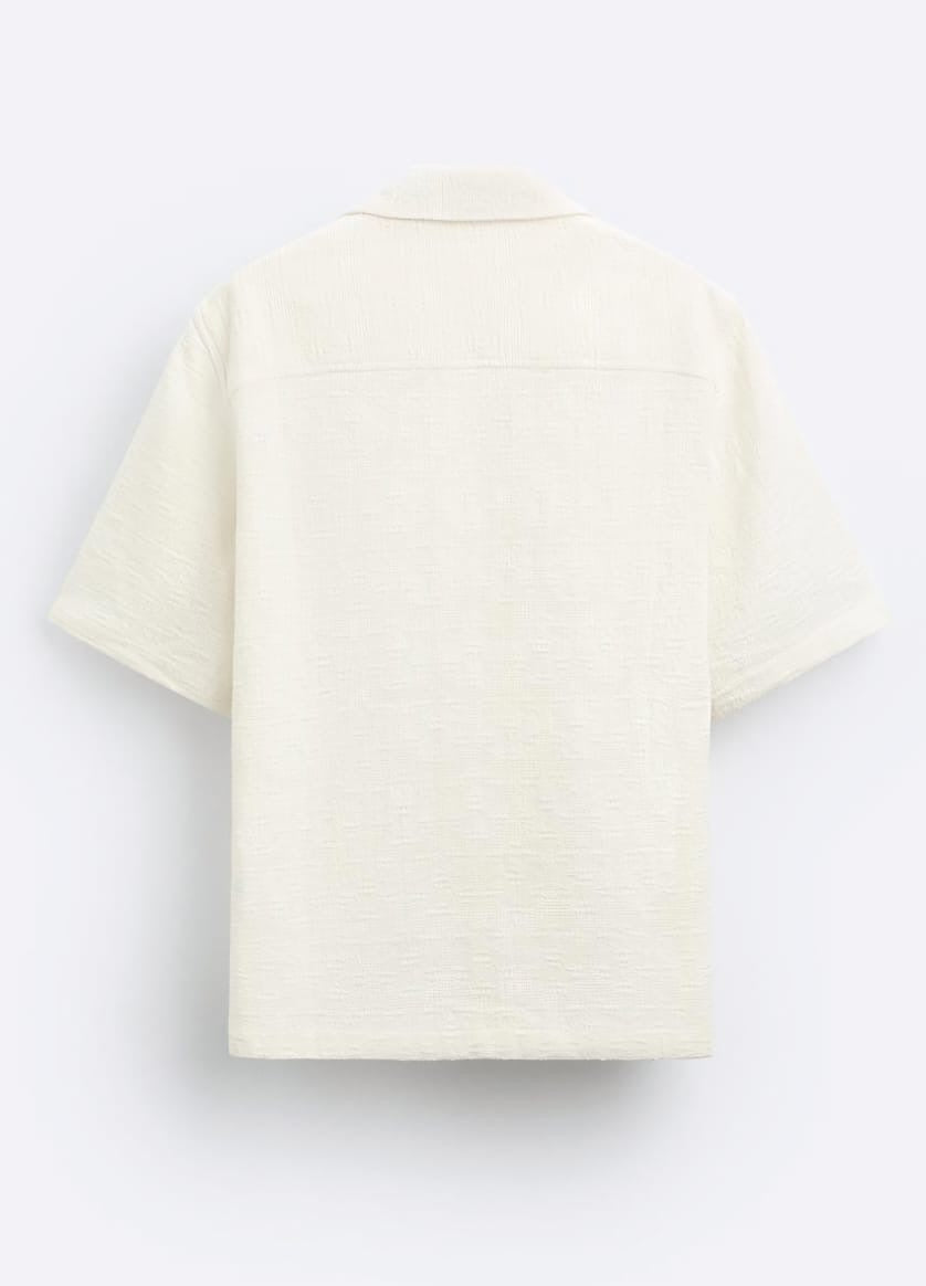 Zara Textured Jacquard Shirt in Beige