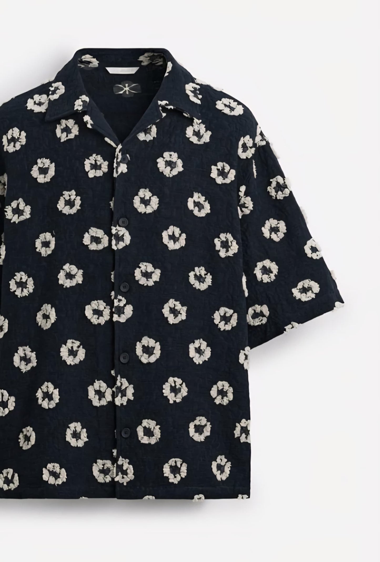 Zara Textured Jacquard Shirt in Navy