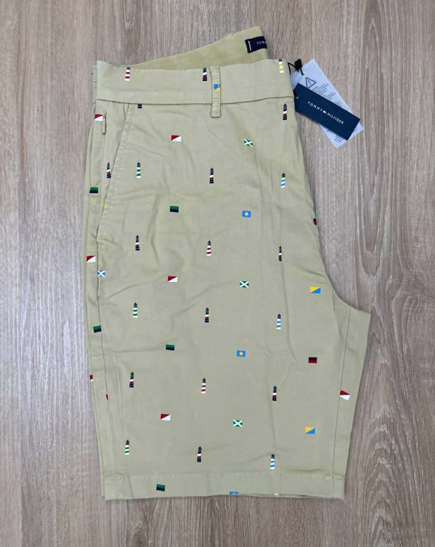 Tommy Hilfiger All over Flag Print Shorts in Beige