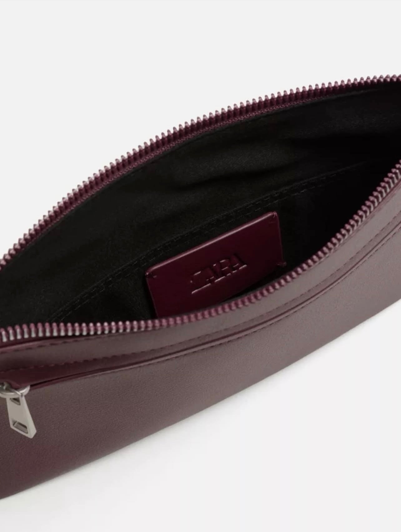 Zara Plain Clutch Bag in Burgundy