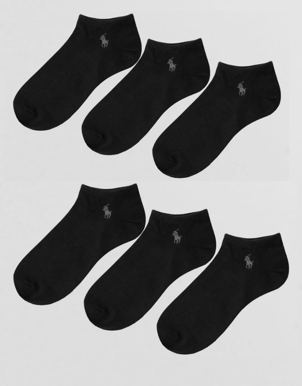 Polo Ralph Lauren 6 Pack Ankle Socks in Black With Pony Logo