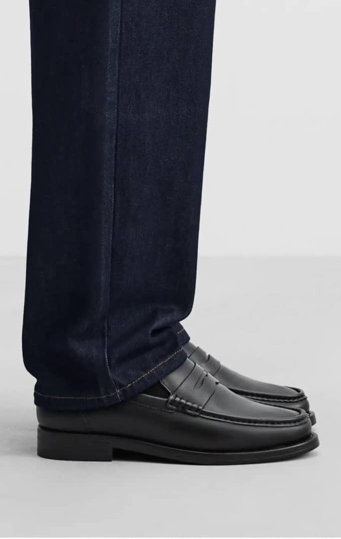 Zara Penny Strap Leather Loafers in Black