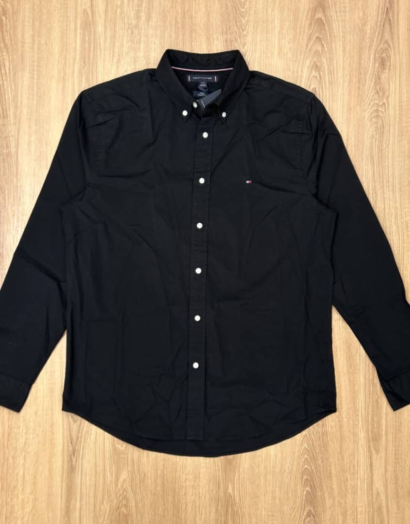 Tommy Hilfiger Regular Fit Poplin Cotton Shirt in Black