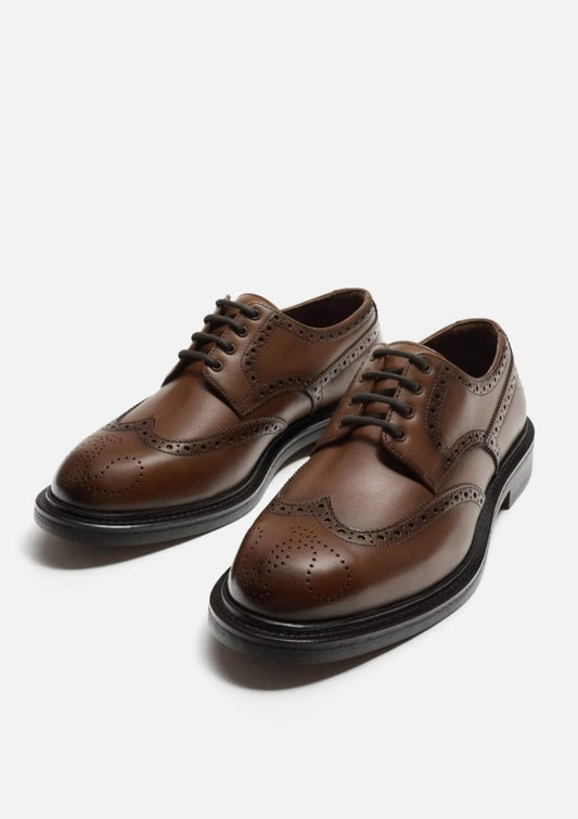 Zara Leather Brogues in Brown
