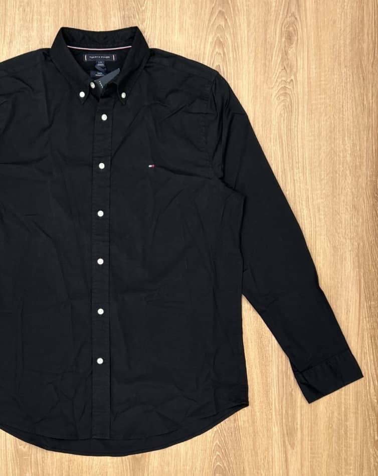 Tommy Hilfiger Regular Fit Poplin Cotton Shirt in Black
