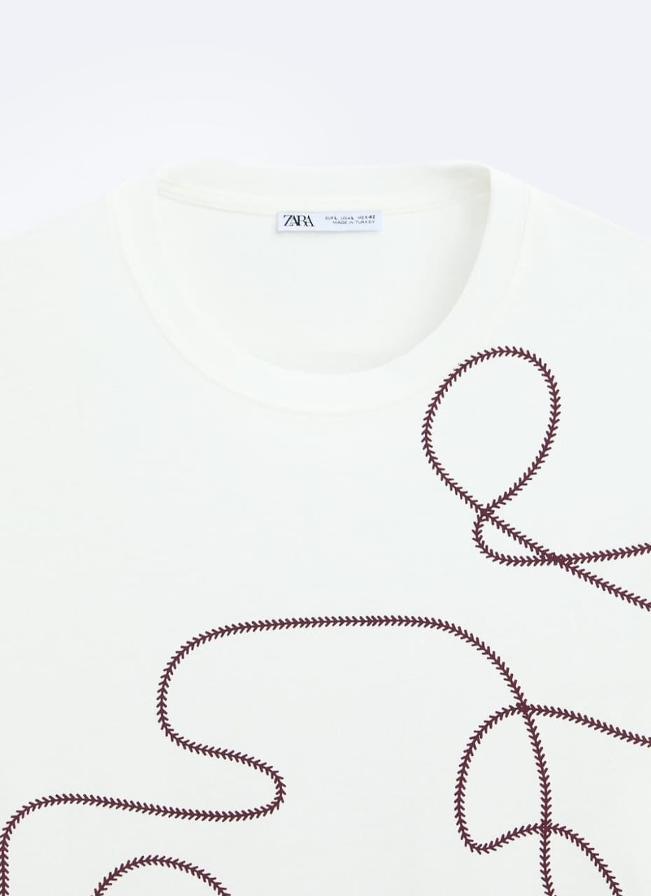 Zara T Shirt With Contrast Print