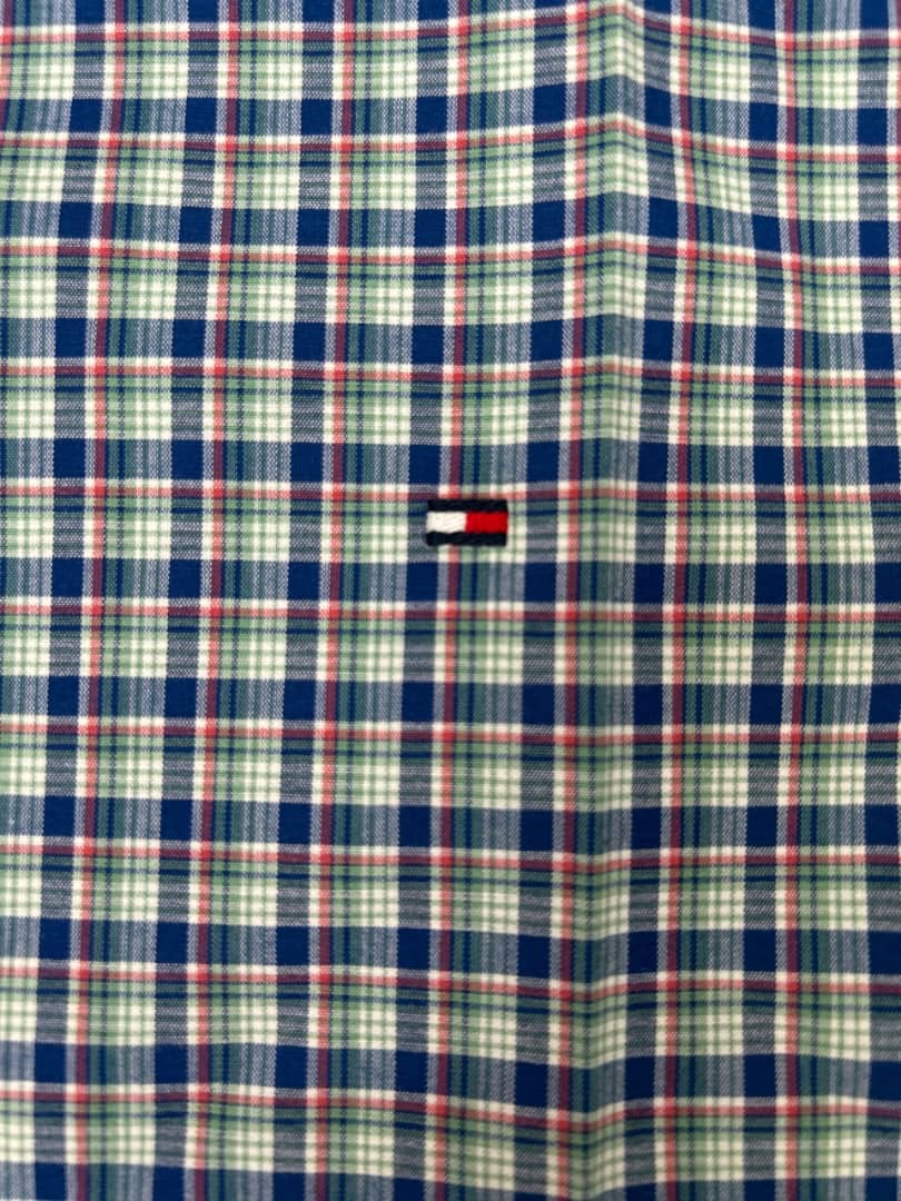 Tommy Hilfiger Regular Fit Green and Blue Plaid Shirt