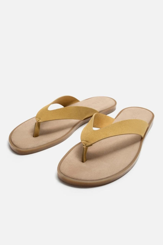 Zara Leather Sandal in Mustard