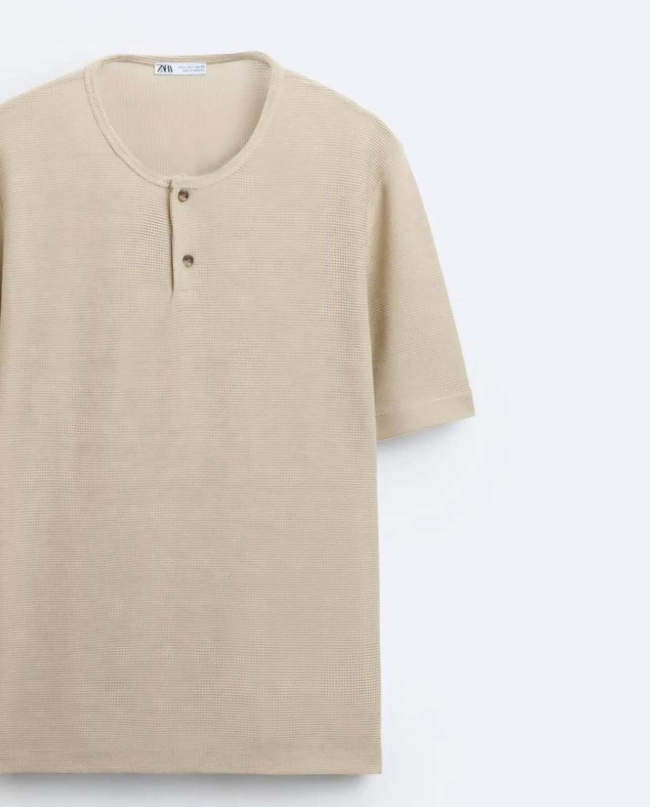 Zara T Shirt With Buttoned Neck In Brown