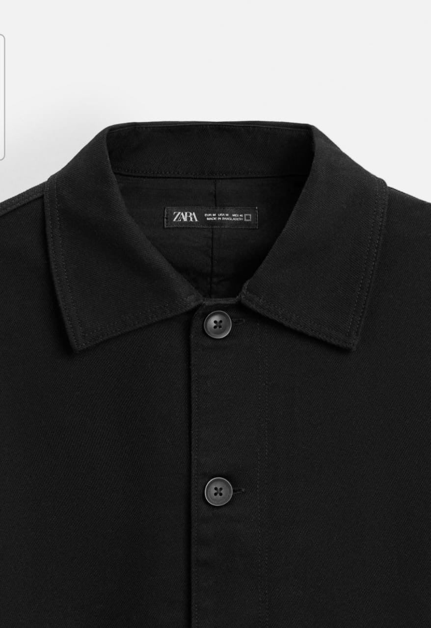 Zara Textured Overshirt in Black