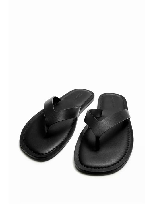 Zara Leather Sandal in All Black