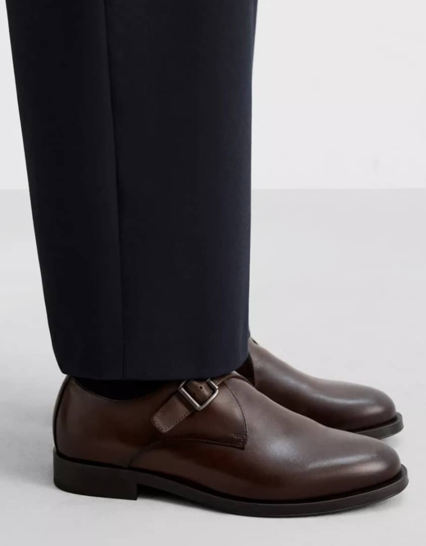 Zara Leather Shoe With Buckle in Brown