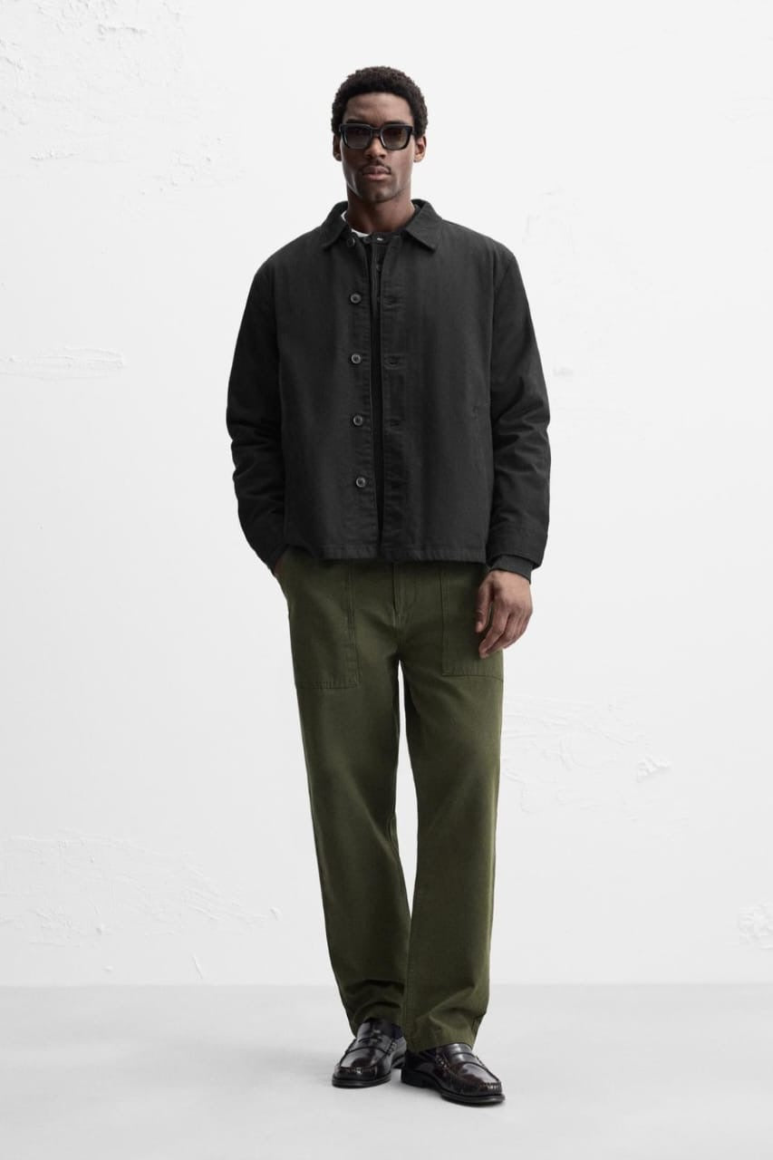 Zara Textured Overshirt in Black