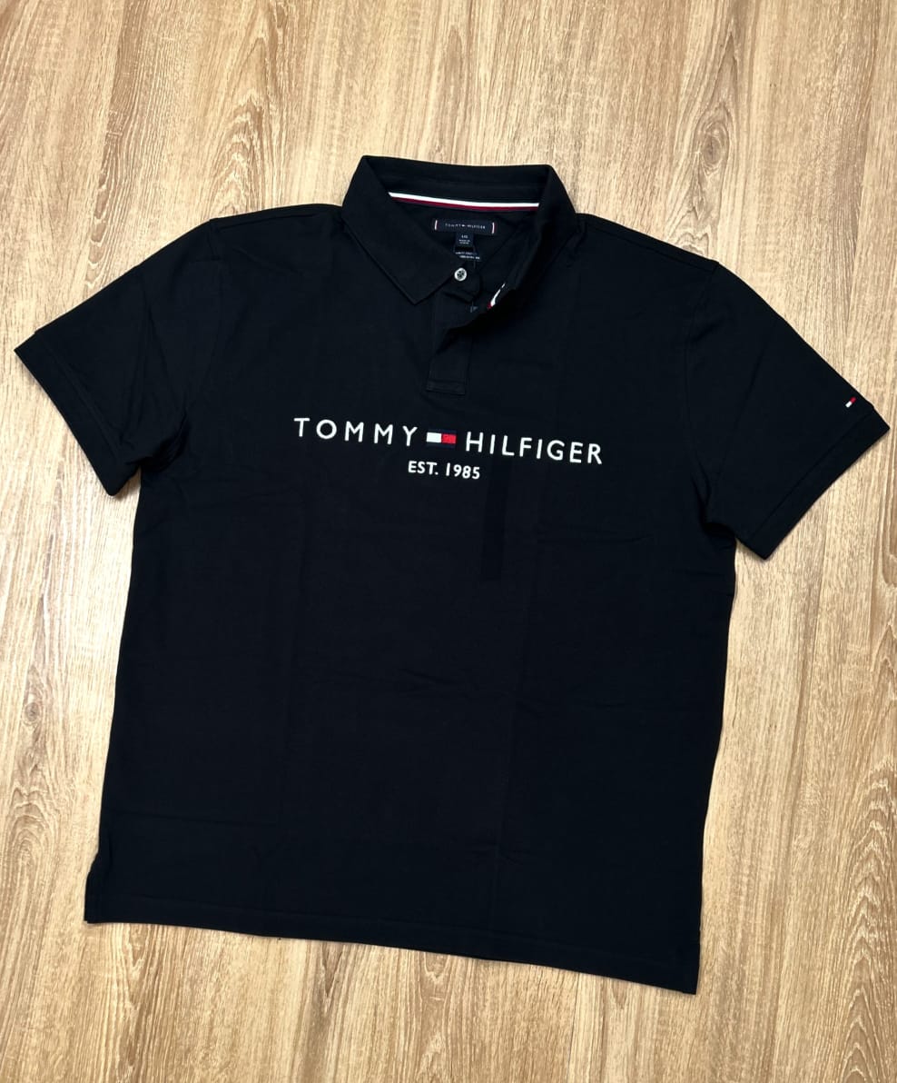 Tommy Hilfiger Regular Fit Pique Polo Shirt in Black