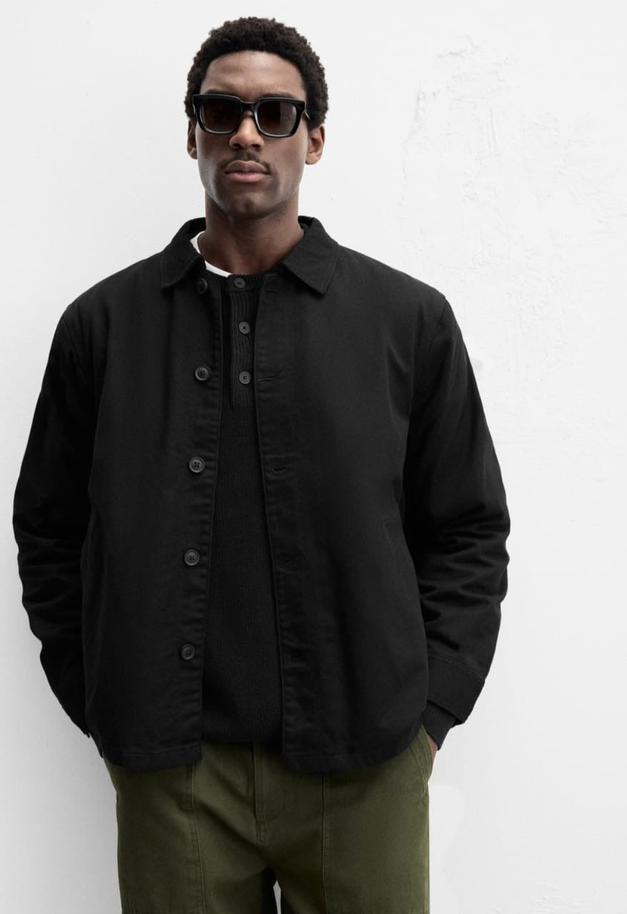 Zara Textured Overshirt in Black