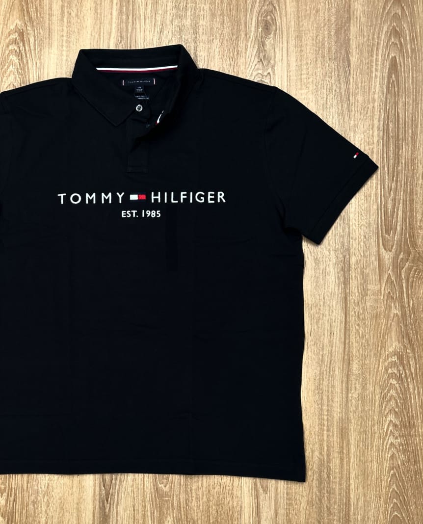 Tommy Hilfiger Regular Fit Pique Polo Shirt in Black