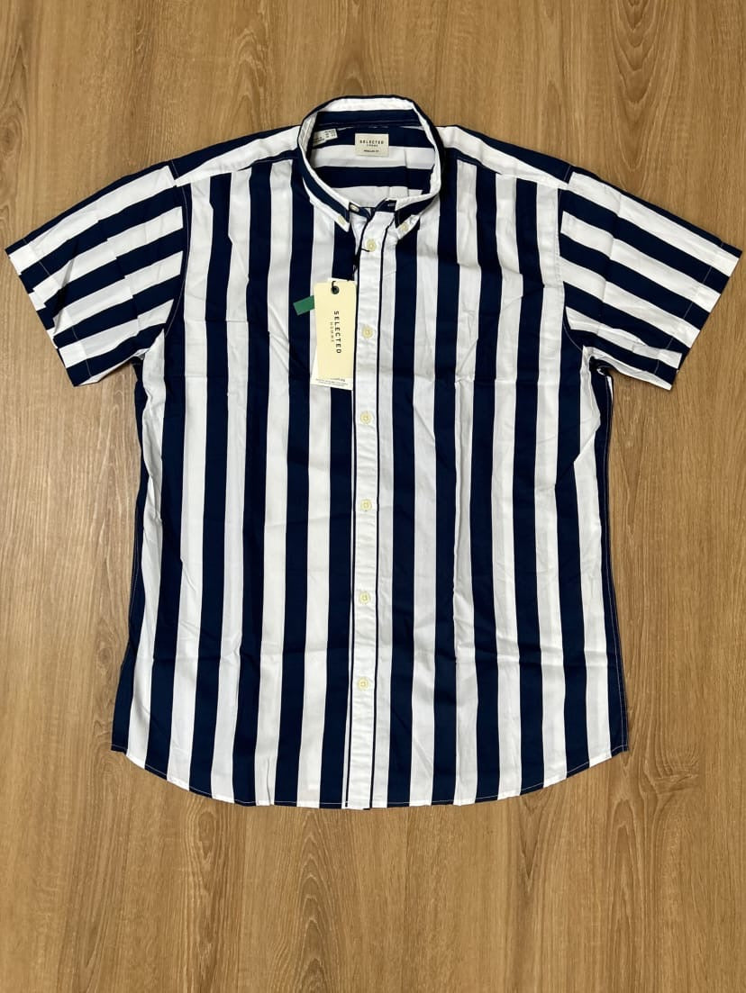 Selected Homme Regular Fit Navy Shirt in Stripes