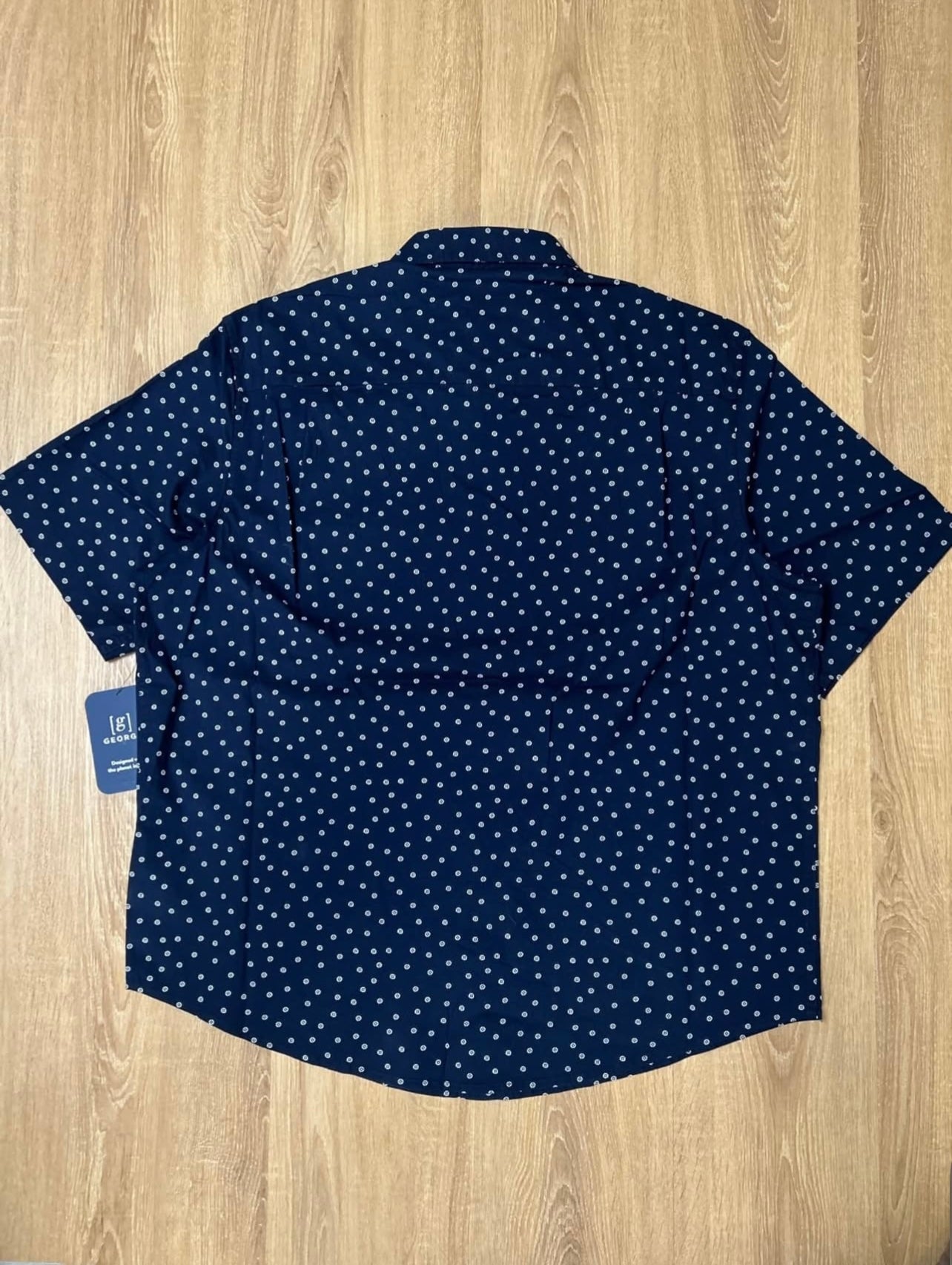 George Regular Fit Oxford Cotton Shirt in Navy Pattern