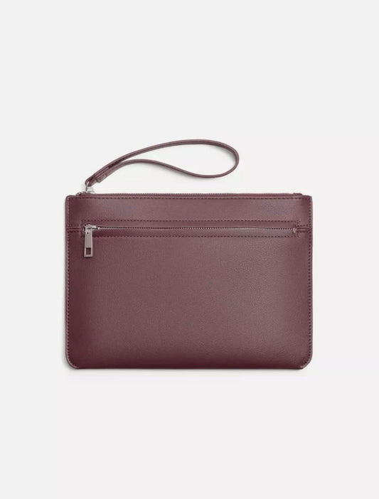 Zara Plain Clutch Bag in Burgundy