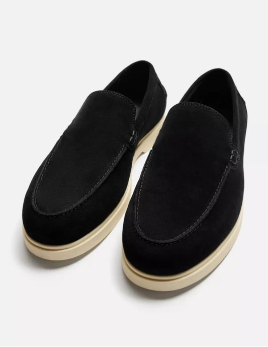 Zara Leather Loafers in Black