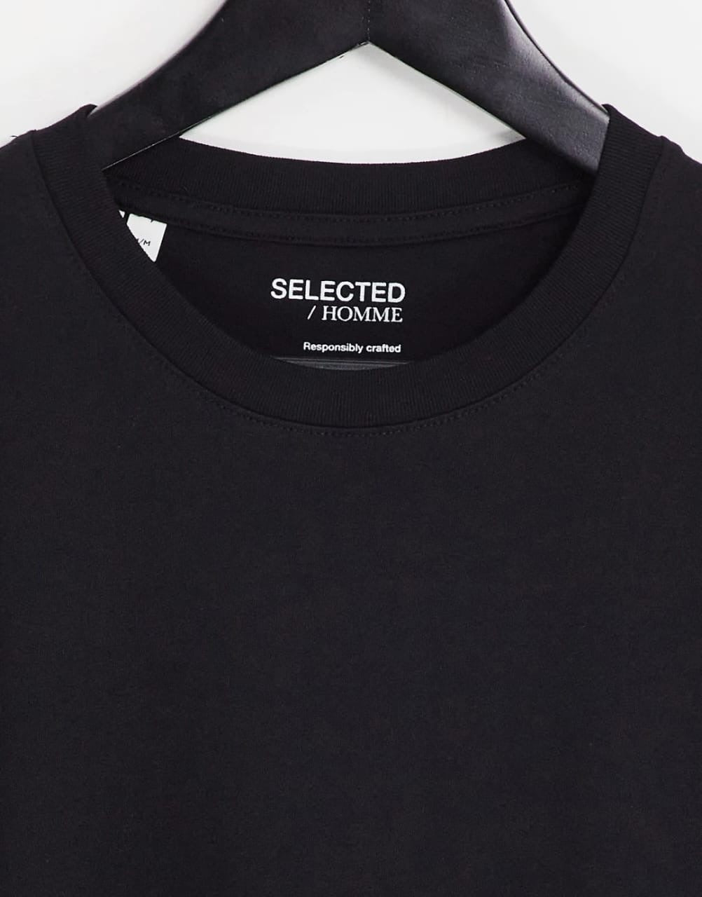 Selected homme Black Cotton T Shirt