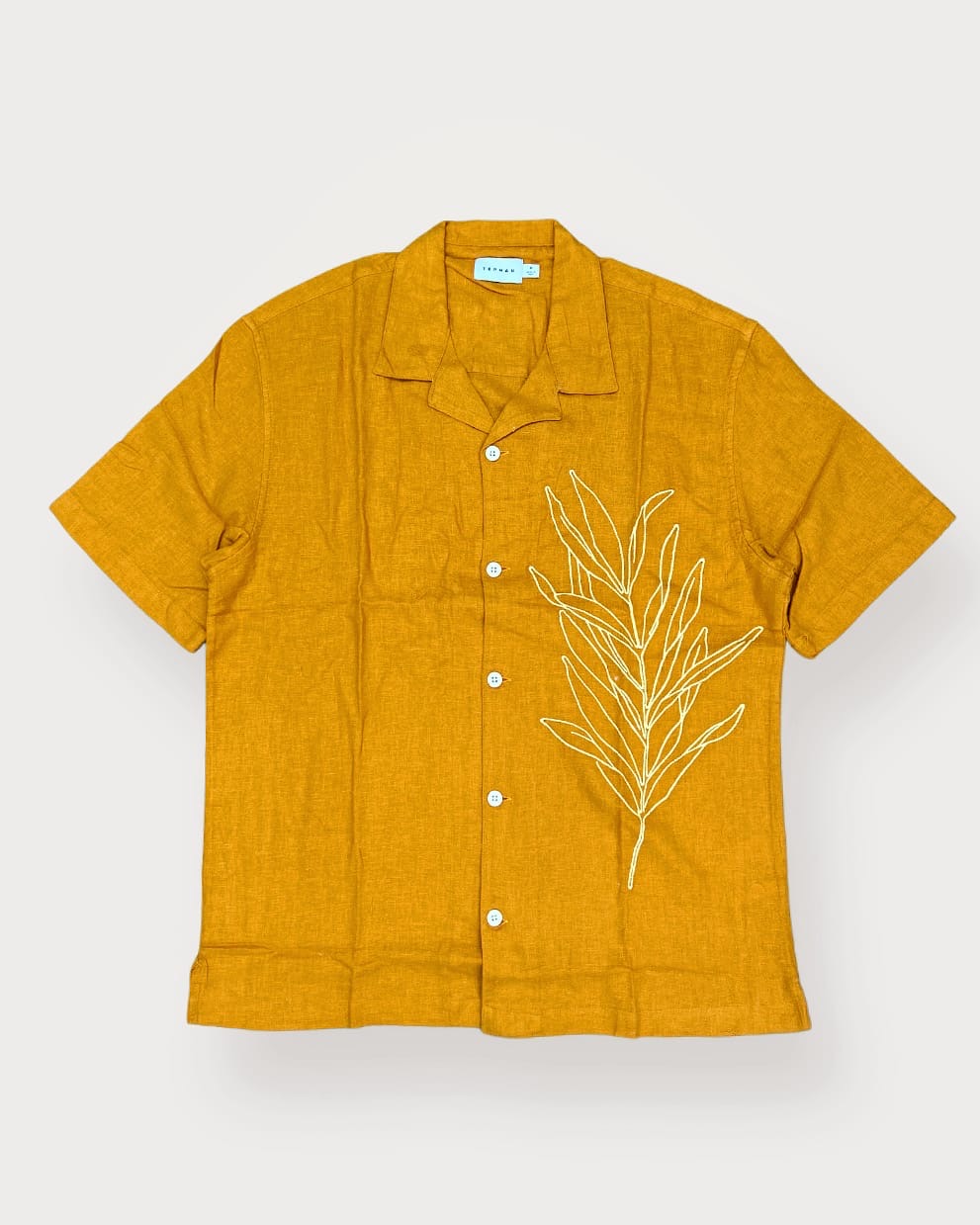 Topman Textured Cotton Shirt in Orange
