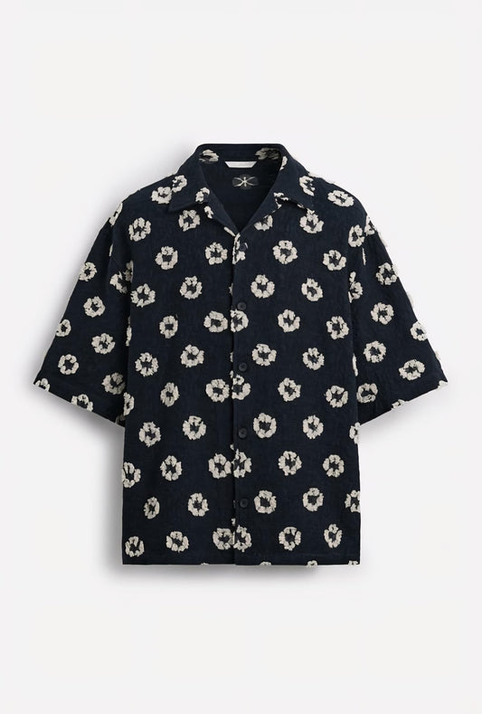 Zara Textured Jacquard Shirt in Navy