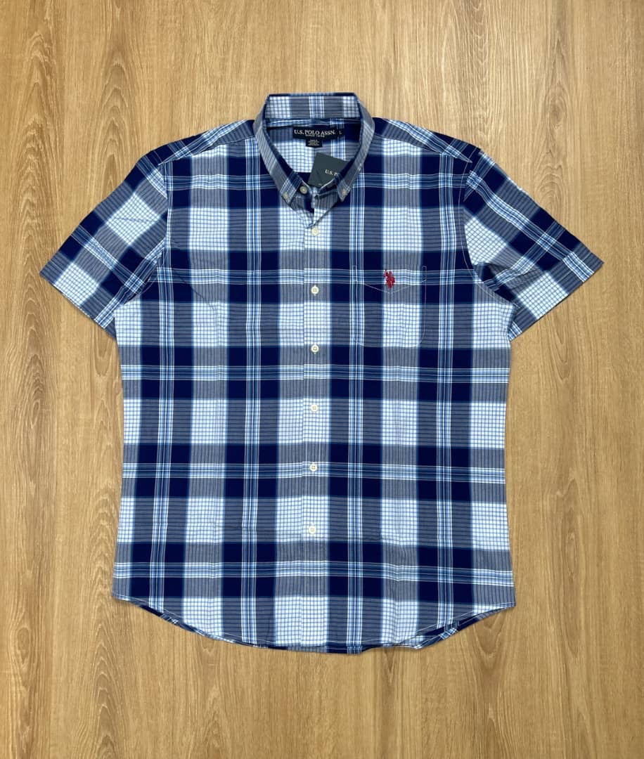 U S Polo Assn Regular Fit Blue Plaid Shirt