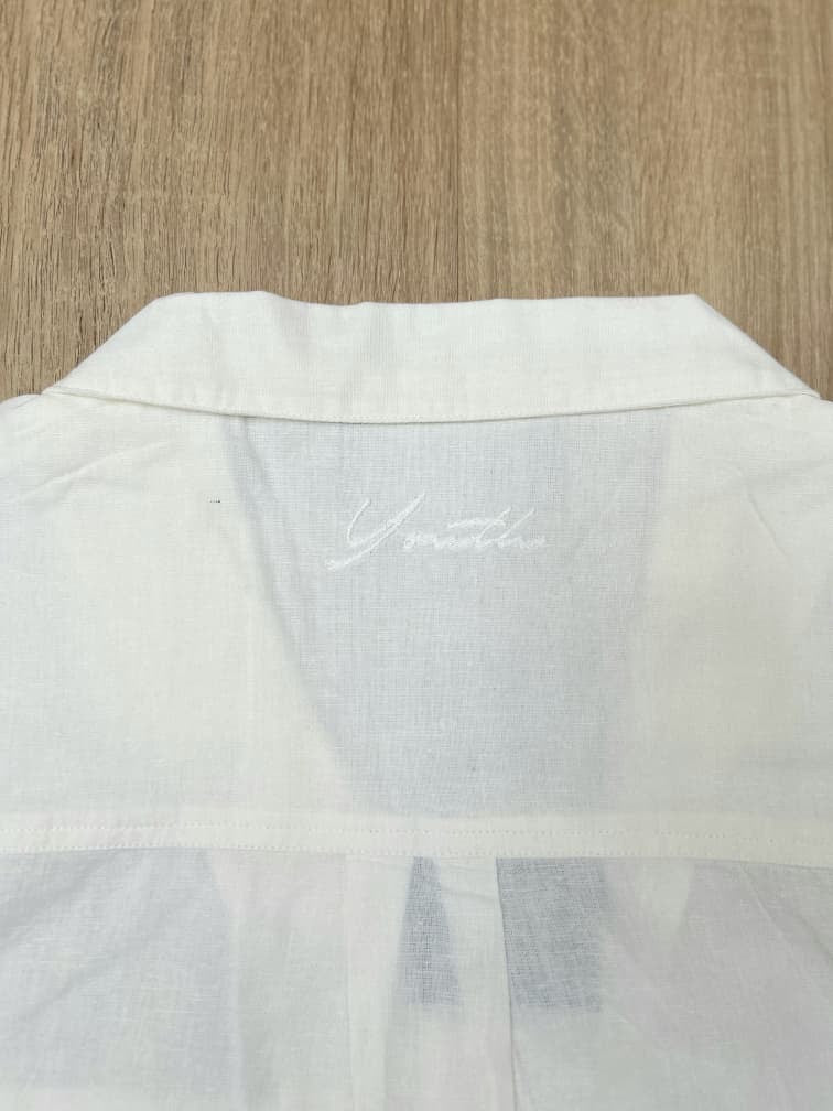 Native Youth Regular Fit Cotton/Linen Embroidery Shirt in Off White