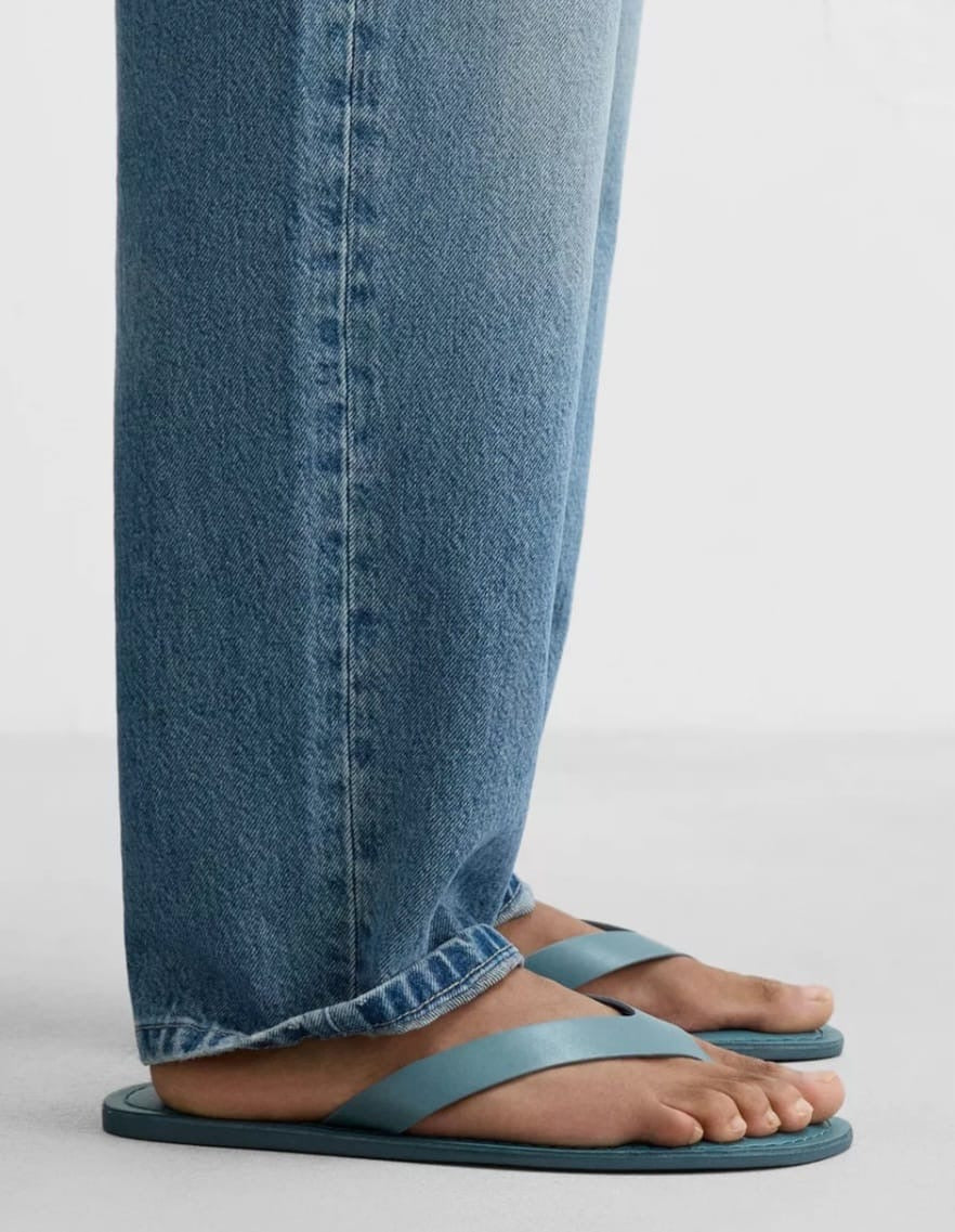 Zara Leather Sandal in Blue