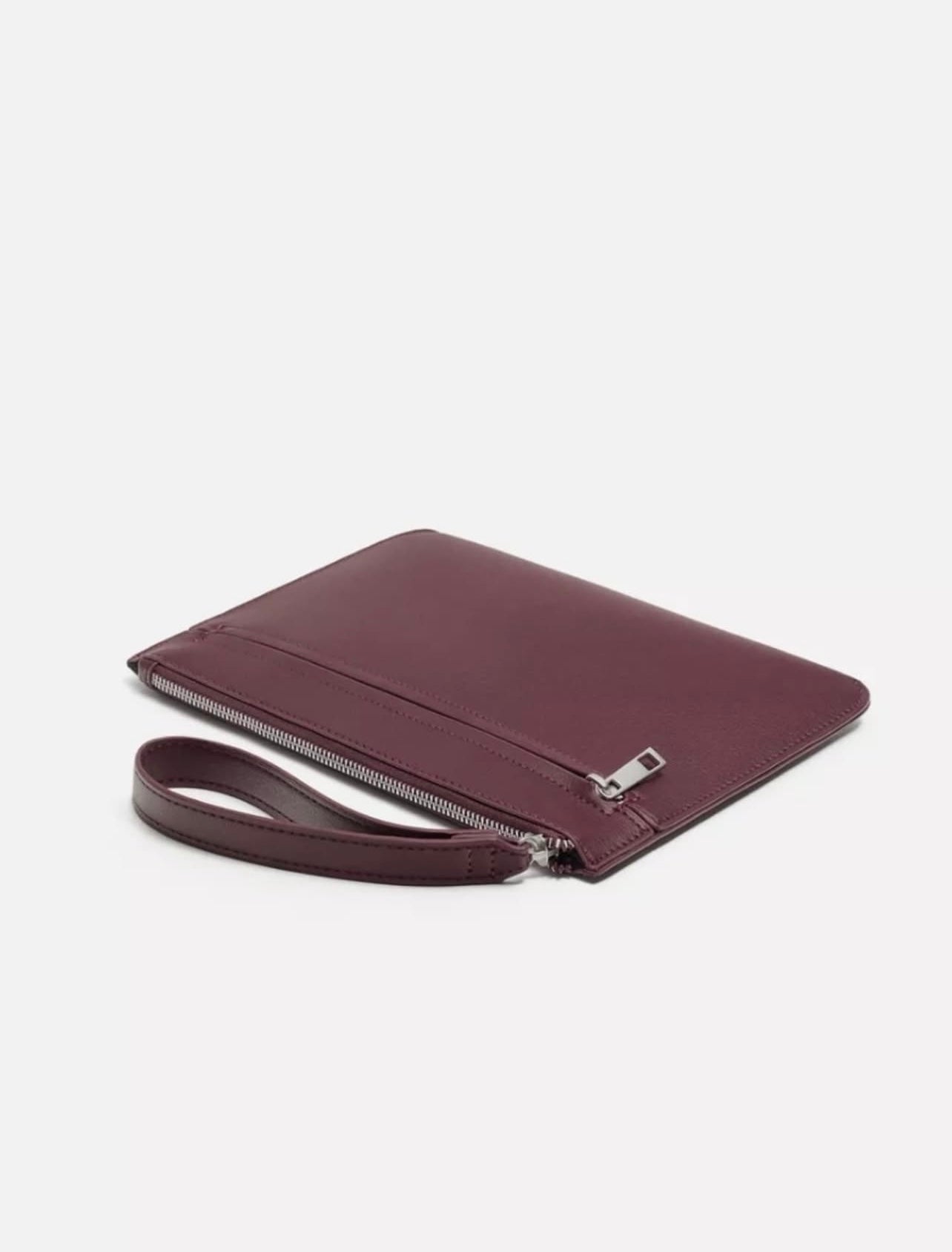 Zara Plain Clutch Bag in Burgundy