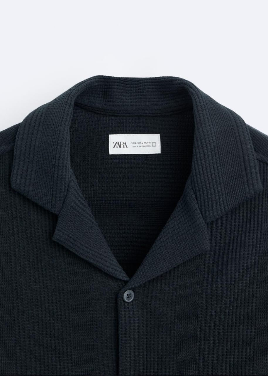 Zara Textured Shirt in Navy