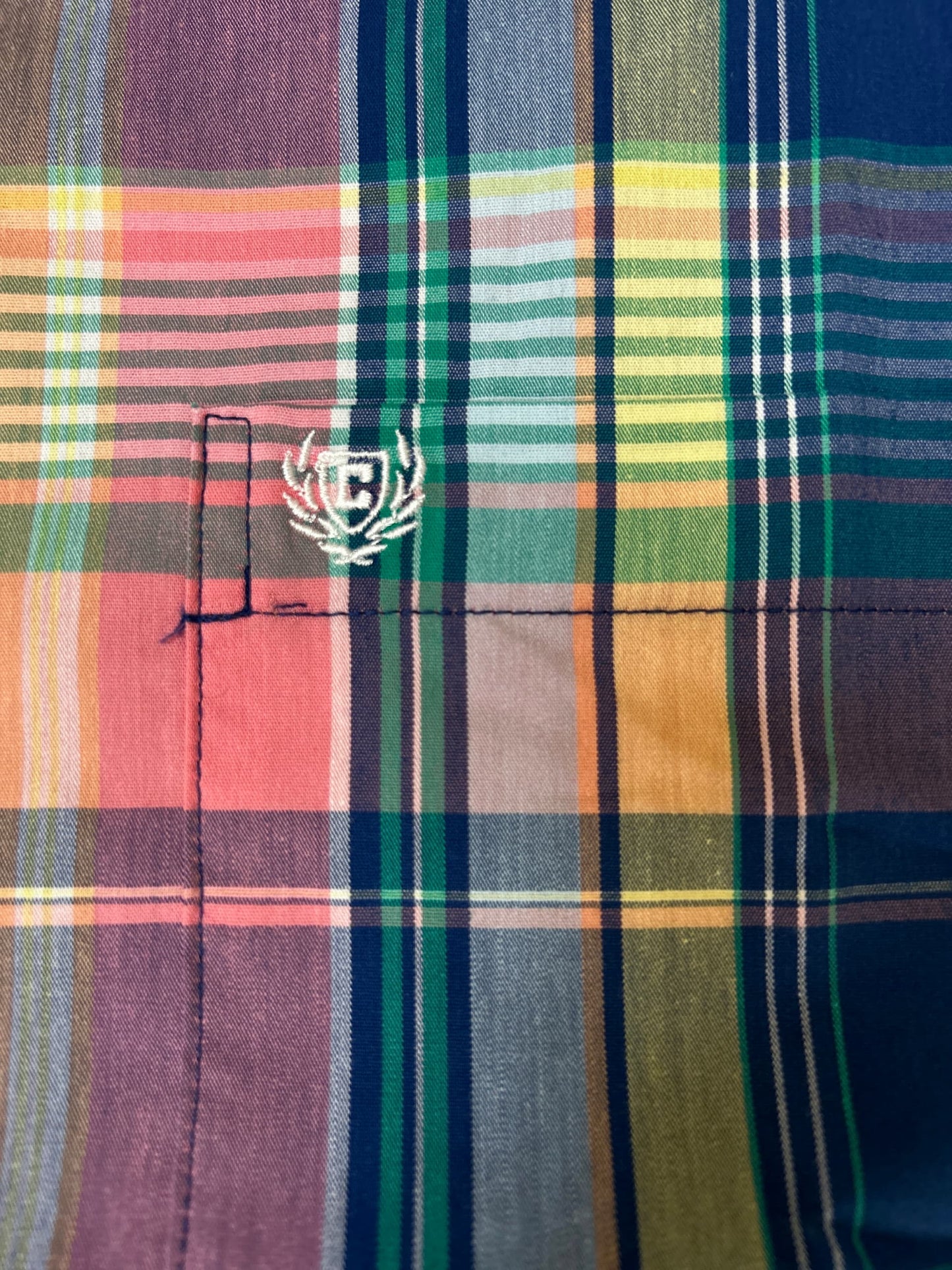 Chaps Short Sleeve Plaid Shirt in Multi color