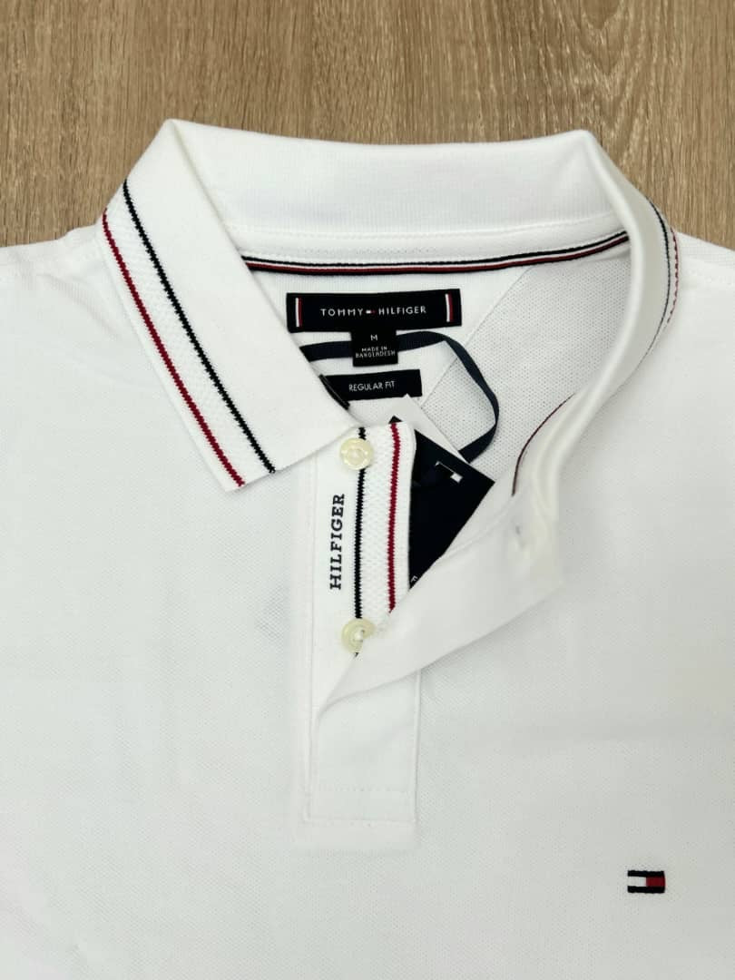 Tommy Hilfiger Regular Fit White Polo Shirt With Stitch Detail