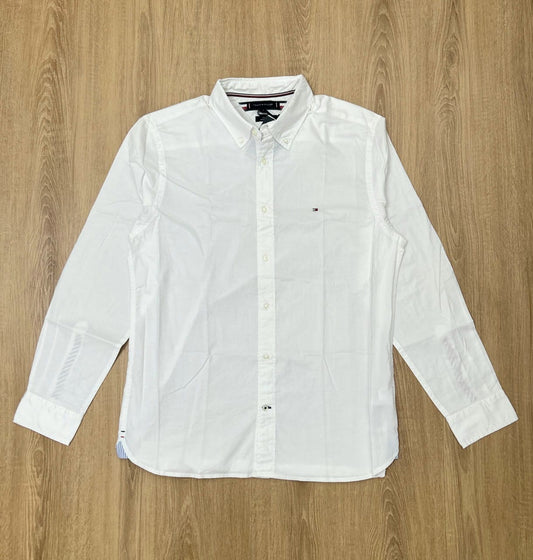 Tommy Hilfiger Regular Fit Poplin Cotton Shirt in white