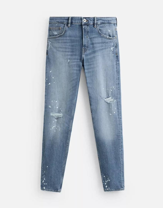 Zara Skinny Fit Ripped Blue Denim