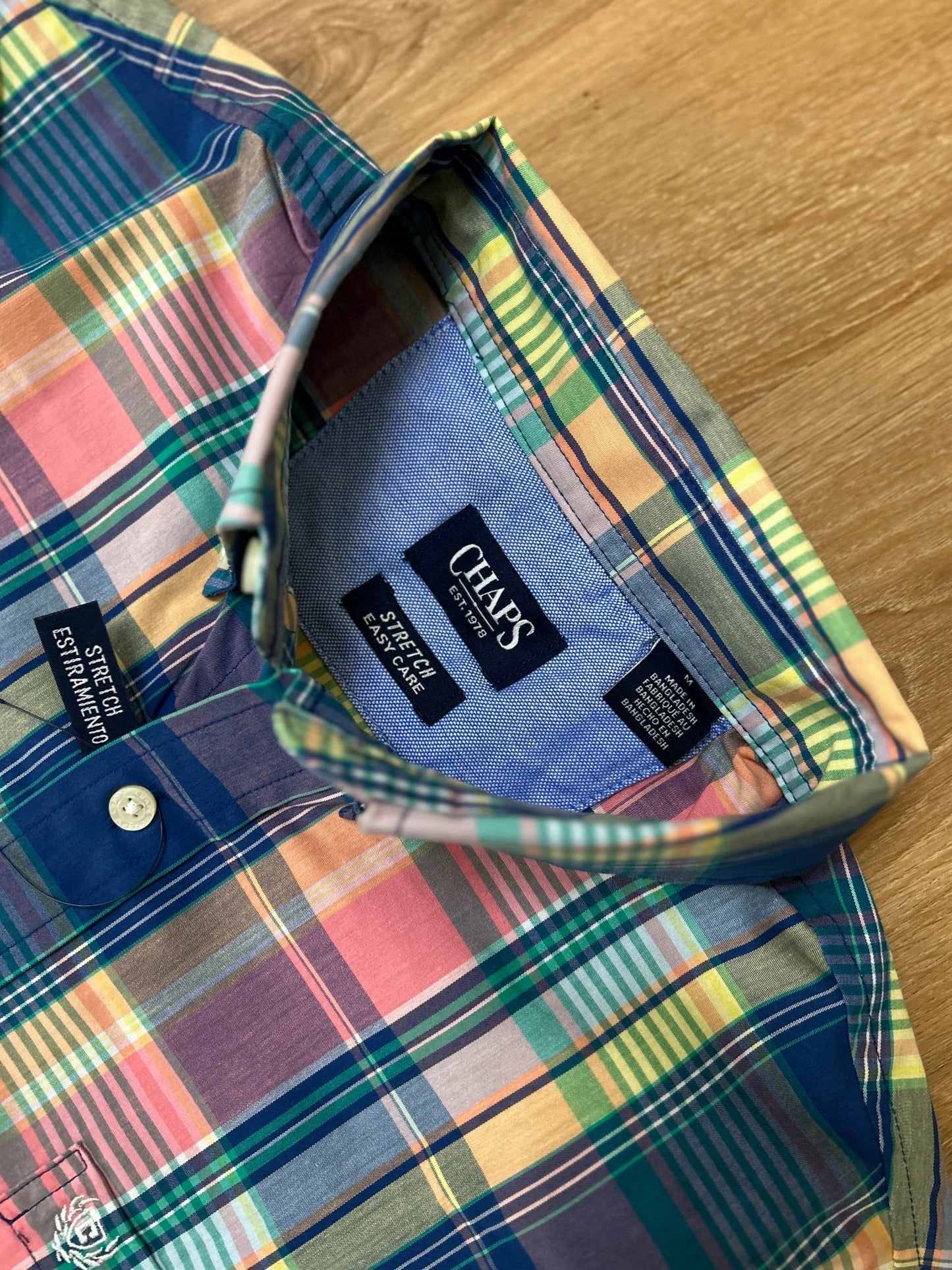 Chaps Short Sleeve Plaid Shirt in Multi color