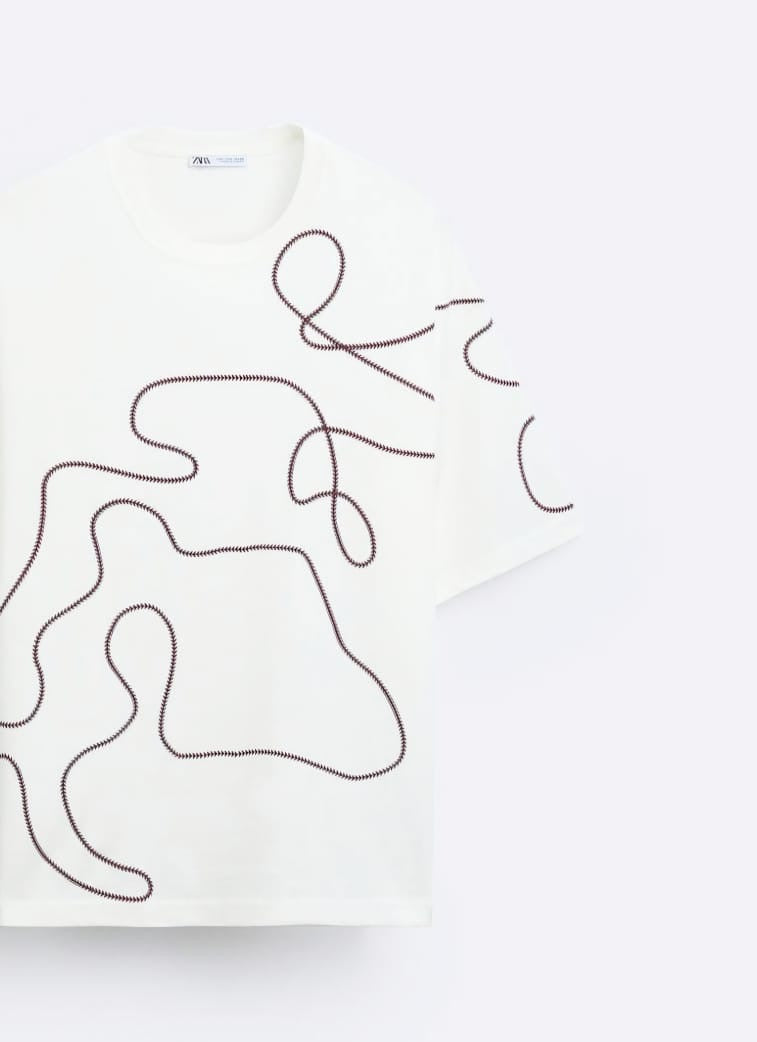 Zara T Shirt With Contrast Print