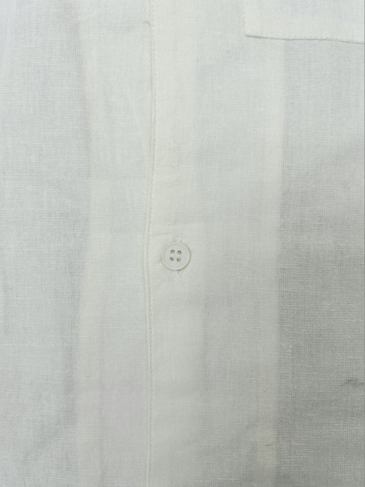 Native Youth Regular Fit Cotton/Linen Embroidery Shirt in Off White