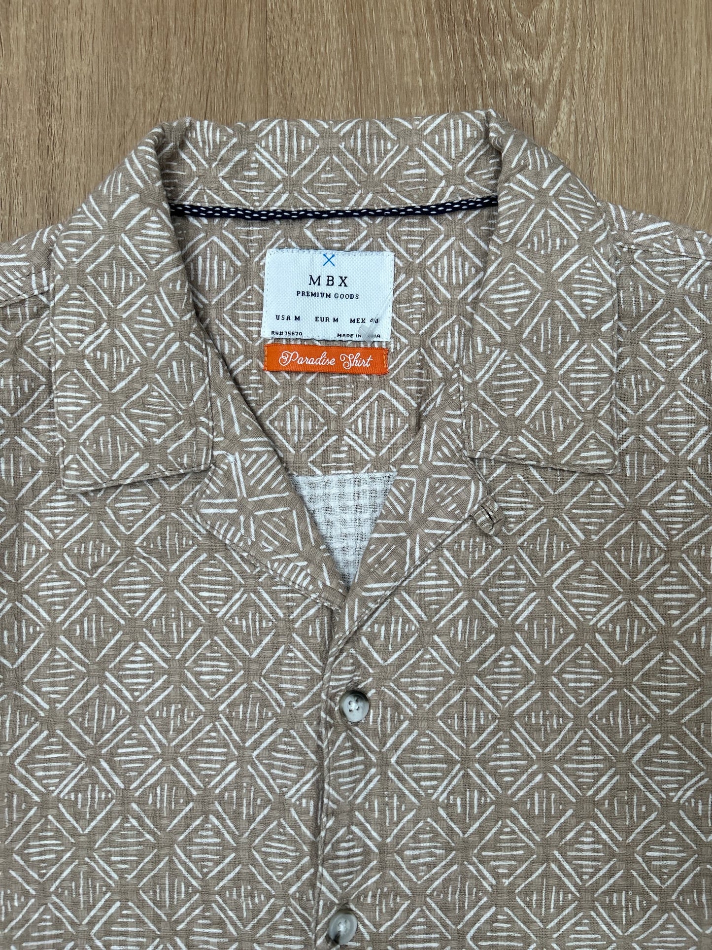 M B X Regular Fit Textured Shirt in Oat meal