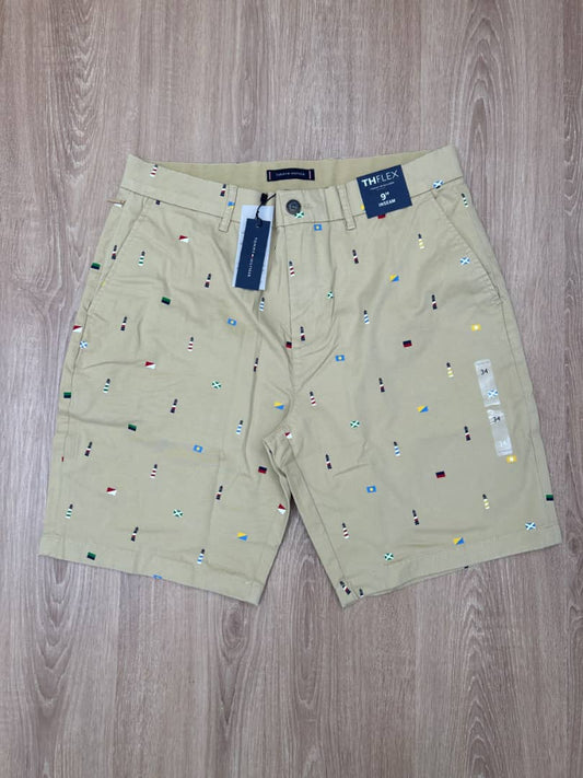 Tommy Hilfiger All over Flag Print Shorts in Beige